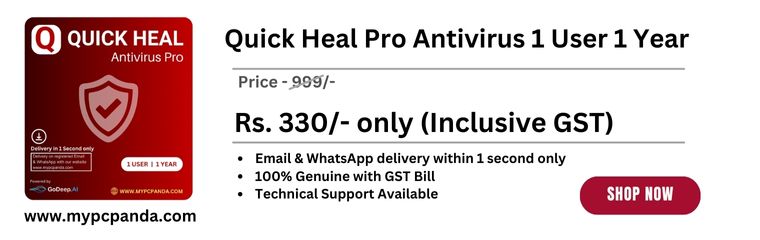 Quick heal Antivirus pro - 1 user 1 year