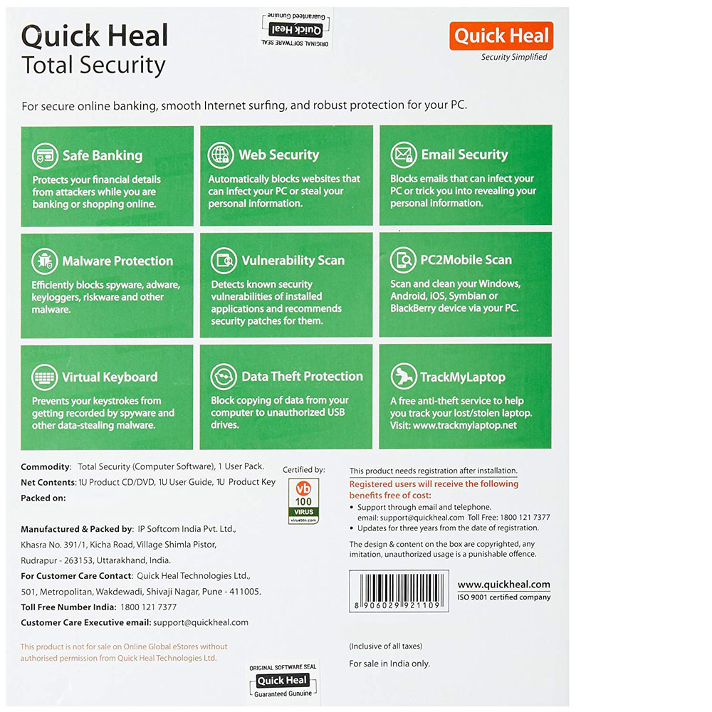 Quick Heal Total Security Back image